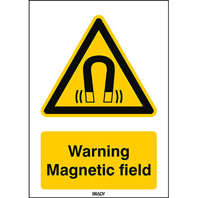 Brady W/W006/En247/Tw-297X420-1 ISO Safety Sign - Warning; Magnetic field 235647