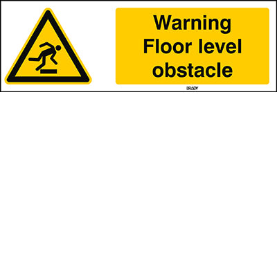 Brady W/W007/En245/Tw-150X50-1 ISO Safety Sign - Warning; Floor level obstacle 235669
