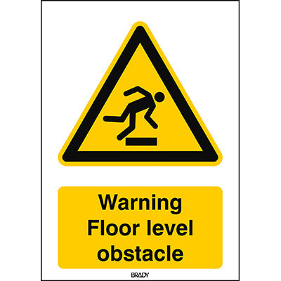 Brady Sten W007-148X210-Al-Crd/1 ISO 7010 Sign - Warning: Floor level obstacle 827425