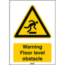 Brady W/W007/En245/Twm-210X297-1 ISO Safety Sign - Warning; Floor level obstacle 236526