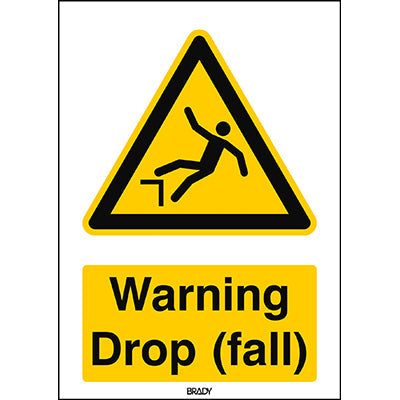 Brady W/W008/En252/Tw-297X420-1 ISO Safety Sign - Warning; Drop (fall) 235701
