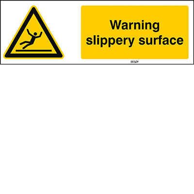 Brady W/W011/En266/Twm-150X50-1 ISO Safety Sign - Warning; slippery surface 236659
