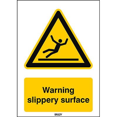 Brady Sten W011-297X420-Pe-Crd/1 ISO 7010 Sign - Warning; slippery surface 828003