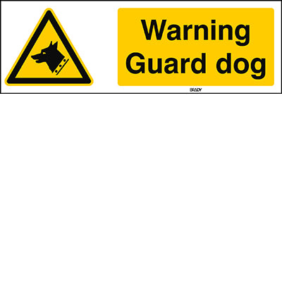 Brady Sten W013-600X200-Pp-Crd/1 ISO 7010 Sign - Warning; Guard dog 828312