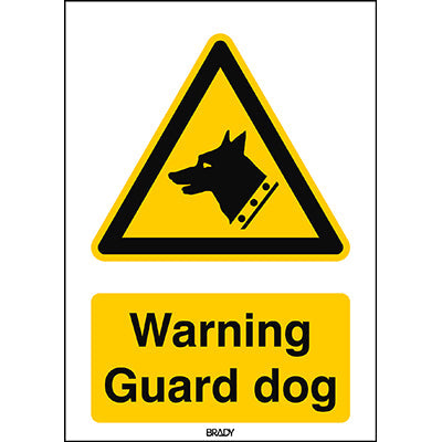 Brady Sten W013-210X297-Pp-Crd/1 ISO 7010 Sign - Warning; Guard dog 828306