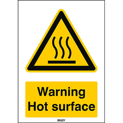 Brady Sten W017-297X420-Pe-Crd/1 ISO 7010 Sign - Warning; Hot surface 828891