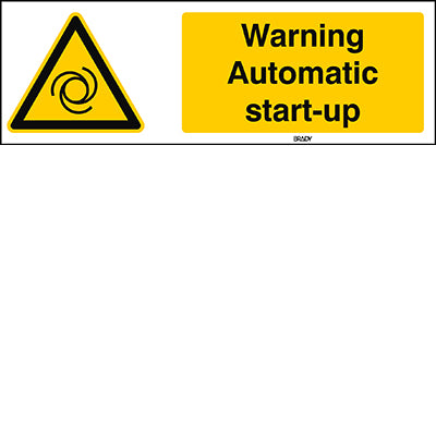 Brady W/W018/En248/Tw-297X105-1 ISO Safety Sign - Warning; Automatic start-up 235859