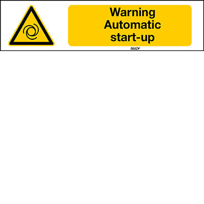 Brady Sten W018-297X74-Pe-Crd/1 ISO 7010 Sign - Warning; Automatic start-up 829041