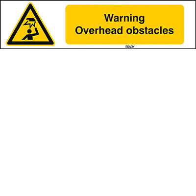 Brady Sten W020-297X74-Pp-Crd/1 ISO 7010 Sign - Warning; Overhead obstacles 829345