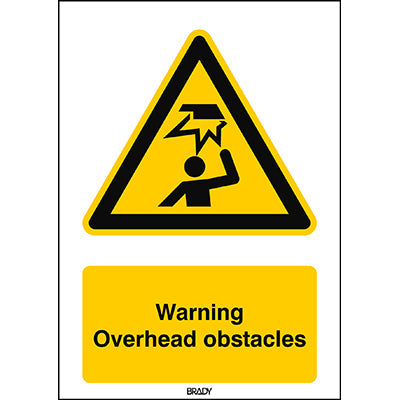 Brady W/W020/En262/Tw-210X297-1 ISO Safety Sign - Warning; Overhead obstacles 235916
