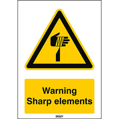 Brady W/W022/En230/Twm-210X297-1 ISO Safety Sign - Warning; Sharp elements 237083
