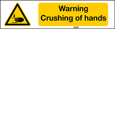 Brady Sten W024-297X74-Pe-Crd/1 ISO 7010 Sign - Warning; Crushing of hands 829929