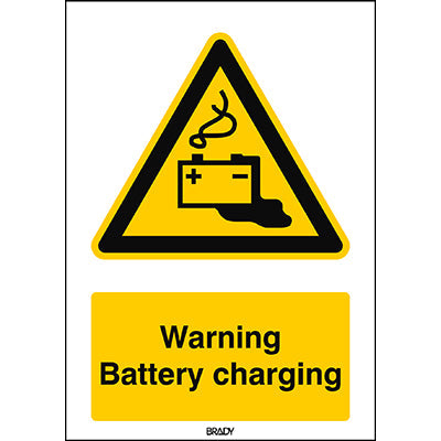 Brady Sten W026-148X210-Pe-Crd/1 ISO 7010 Sign - Warning: Battery charging 830221