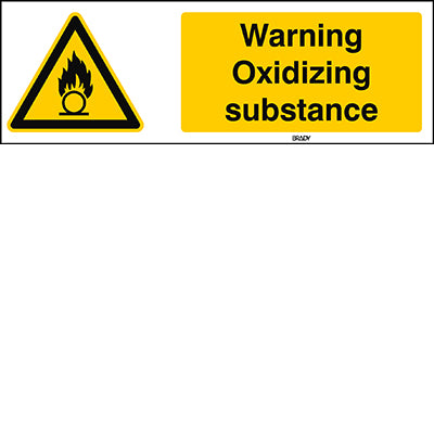 Brady W/W028/En263/Tw-150X50-1 ISO Safety Sign - Warning; Oxidizing substance 236165