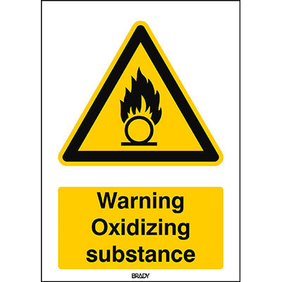 Brady W/W028/En263/Tw-210X297-1 ISO Safety Sign - Warning; Oxidizing substance 236169