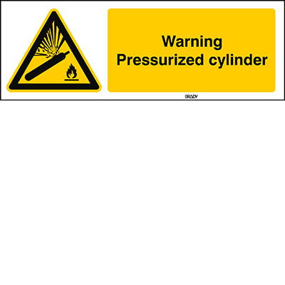 Brady W/W029/En227/Tw-150X50-1 ISO Safety Sign - Warning; Pressurized cylinder 236215