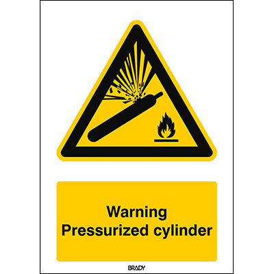 Brady W/W029/En227/Tw-297X420-1 ISO Safety Sign - Warning; Pressurized cylinder 236220