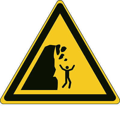 Brady W/W053/Nt/Pe-Tri100-3 ISO Safety Sign - Warning Unstable cliff 301296