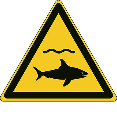 Brady W/W054/Nt/Alu-Tri100-1 ISO Safety Sign - Warning Sharks 301392