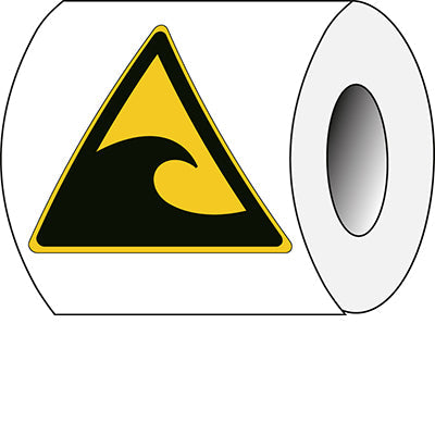 Brady W/W056/Nt/Pe-Tri100-250 ISO Safety Sign - Warning Tsunami hazard zone 301599