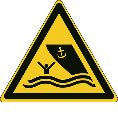 Brady W/W058/Nt/Pe-Tri315-1 ISO Safety Sign - Warning Boating area 301756