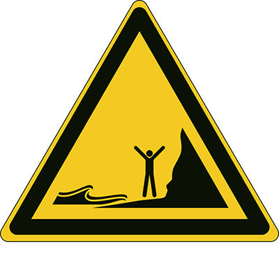 Brady W/W060/Nt/Pp-Tri315-1 ISO Safety Sign - Warning Incoming tides 301942