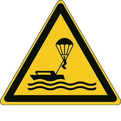 Brady W/W063/Nt/Pe-Tri315-1 ISO Safety Sign - Warning Parasailing 302211