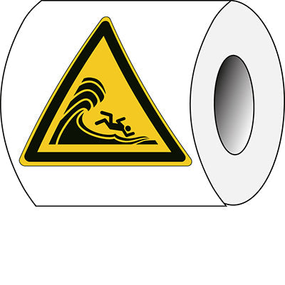 Brady W/W065/Nt/Pe-Tri100-250 ISO Safety Sign - Warning High surf or large breaking waves 302424