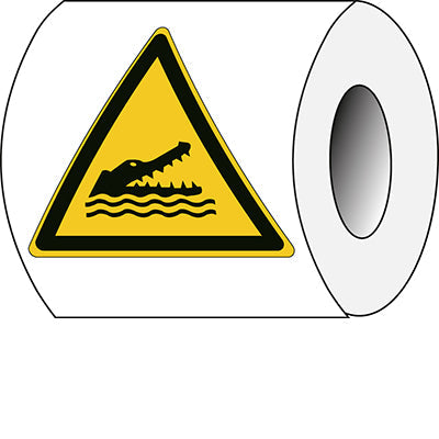 Brady W/W067/Nt/Pe-Tri100-250 ISO Safety Sign - Warning Crocodiles, alligators or caymans 302609