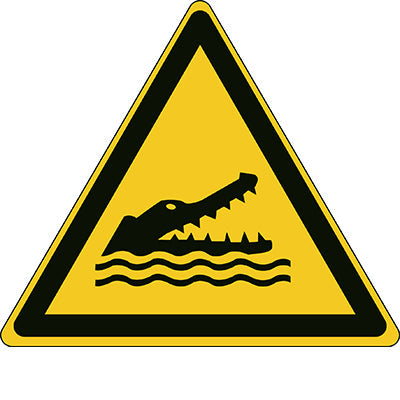 Brady W/W067/Nt/Pp-Tri100-1 ISO Safety Sign - Warning Crocodiles, alligators or caymans 302580