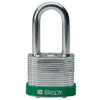 Brady Steel Padlock 38Mm Sha Kd Green/6 Laminated Steel Padlocks - Key retaining 814099