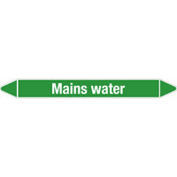 Brady Mains Water 355X37Card-T1-Ll-P03 Individual linerless Pipe Markers on a Roll with die-cut arrowheads, without pictograms - Water 134511
