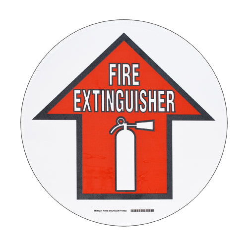 Brady Rd/Bk/Wt Fire Exting W/Sym 431,8 mm Dia ToughStripe - Pre-printed Floor Signs 104492