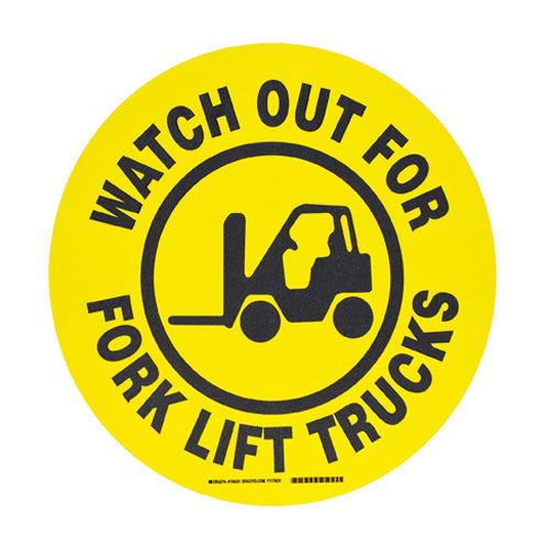Brady Bk/Yl Watch Out For 431,8 mm Dia ToughStripe - Pre-printed Floor Signs 104501