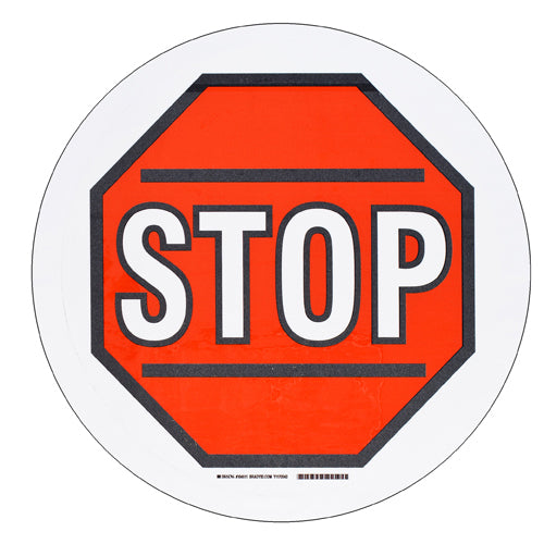 Brady Rd/Bk//Wt Stop W/Symbol 431,8 mm Dia ToughStripe - Pre-printed Floor Signs 104511