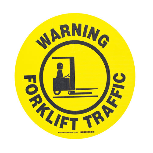 Brady Bk/Yl Wrng Forklift Traffic 431,8 mm Dia ToughStripe - Pre-printed Floor Signs 104512