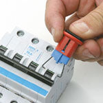 Brady Elec. Circuit Breaker L/O Euro Pis Pk 6 Miniature Circuit Breaker Lockouts - Pin-In Standard 090848