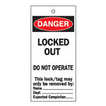 Brady Tag-E- Danger Locked.-75X160mm Warning Tags: Machine Related Risks 230779
