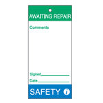 Brady Tag-E- Awaiting Repair.-75X160mm Maintenance and Quality Tags 230808