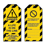Brady Tag-E-A Life Is On The Line-50X110mm Tagout: Warning Tags 225425