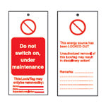 Brady Tag-E- Do Not Switch On-75X160mm Tagout: Warning Tags 262954