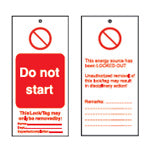 Brady Do Not Start 75X160mm Tags Tagout: Warning Tags 265549