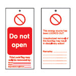 Brady Tag-E-Do Not Open-50X110mm Tagout: Warning Tags 225408