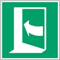 Brady Pic E022-200X200-Al-Crd/1 ISO Safety Sign - Door opens by pushing on the left-hand side 831225