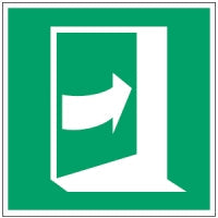 Brady Pic E023-318X318-Bipvc-Crd/1 ISO Safety Sign - Door opens by pushing on the right-hand side 831256