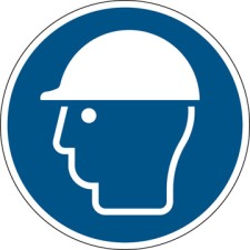 Brady M/M014/Nt/Tm-Dia100-1 ISO Safety Sign - Wear head protection 199034