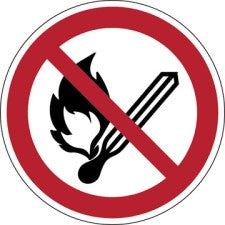 Brady P/P003/Nt/Twm-Dia200-1 ISO Safety Sign - No open flame; Fire, open ignition source and smoking prohibited 233801