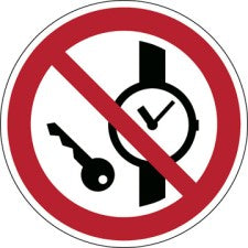 Brady P/P008/Nt/Tw-Dia100-1 ISO Safety Sign - No metallic articles or watches 234815