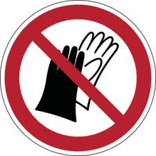 Brady P/P028/Nt/Twm-Dia100-1 ISO Safety Sign - Do not wear gloves 234554