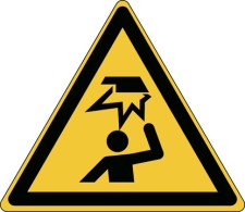 Brady W/W020/Nt/Tw-Tri100-1 ISO Safety Sign - Warning; Overhead obstacles 235909
